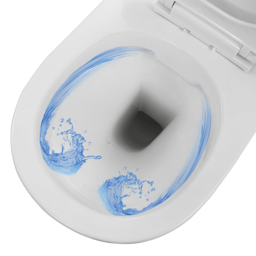 vidaXL Vas WC suspendat fără ramă, alb, ceramică vidaXL Vas WC suspendat fără ramă, alb, ceramică