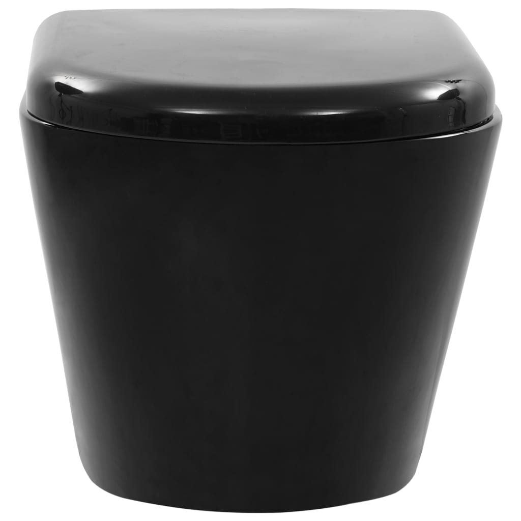 vidaXL Vas WC suspendat fără ramă, negru, ceramică vidaXL Vas WC suspendat fără ramă, negru, ceramică