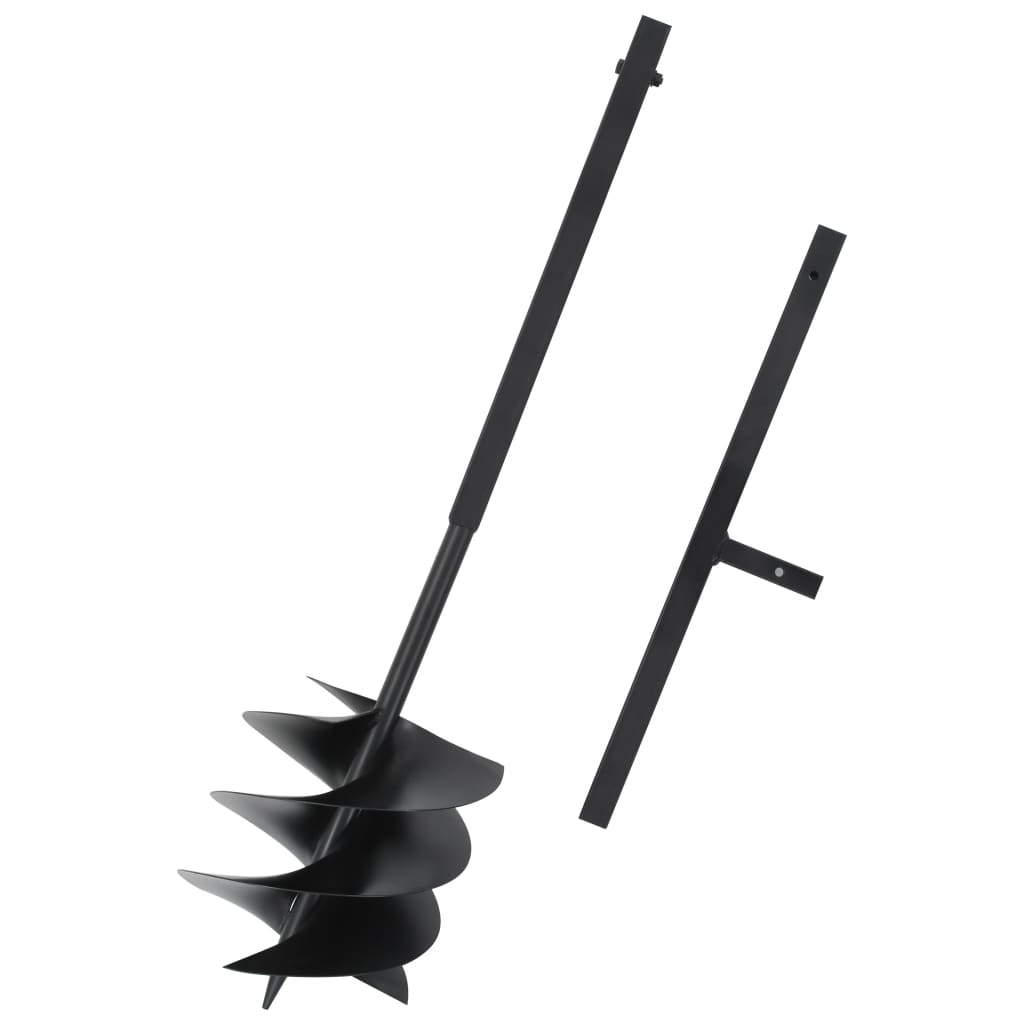 vidaXL Burghiu de pământ cu mâner, negru, 250 mm, oțel vidaXL Burghiu de pământ cu mâner, negru, 250 mm, oțel