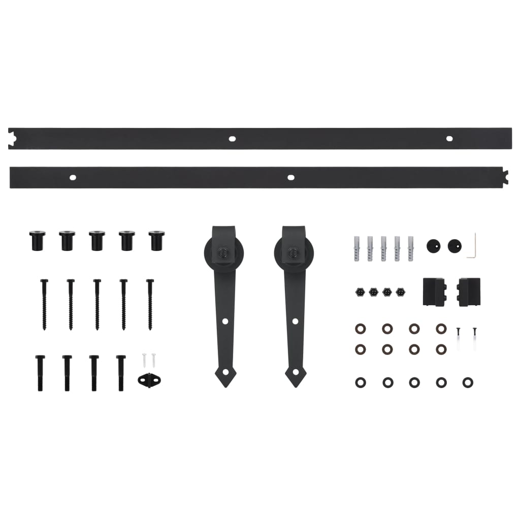 vidaXL Set feronerie pentru uși glisante SKIEN, negru, 200 cm, oțel vidaXL Set feronerie pentru uși glisante SKIEN, negru, 200 cm, oțel
