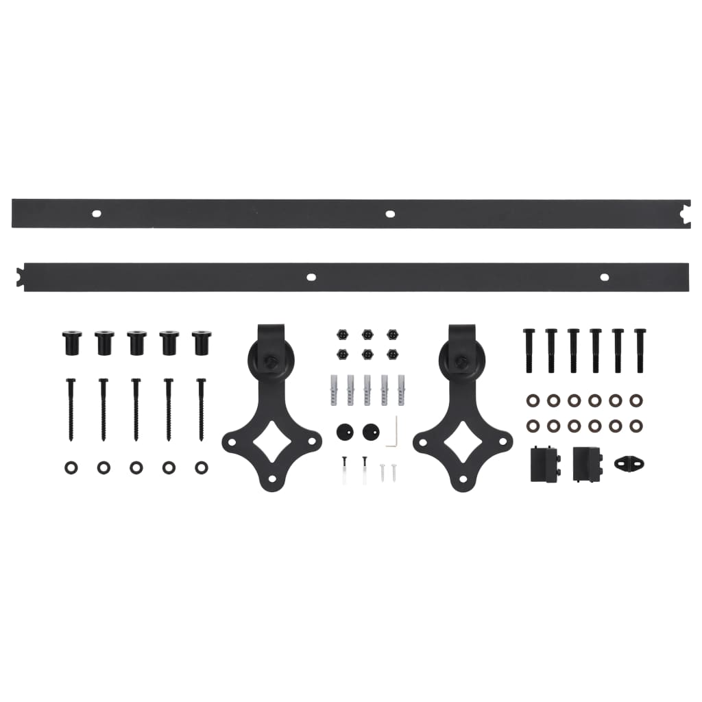 vidaXL Set feronerie pentru uși glisante SKIEN, negru, 183 cm, oțel vidaXL Set feronerie pentru uși glisante SKIEN, negru, 183 cm, oțel
