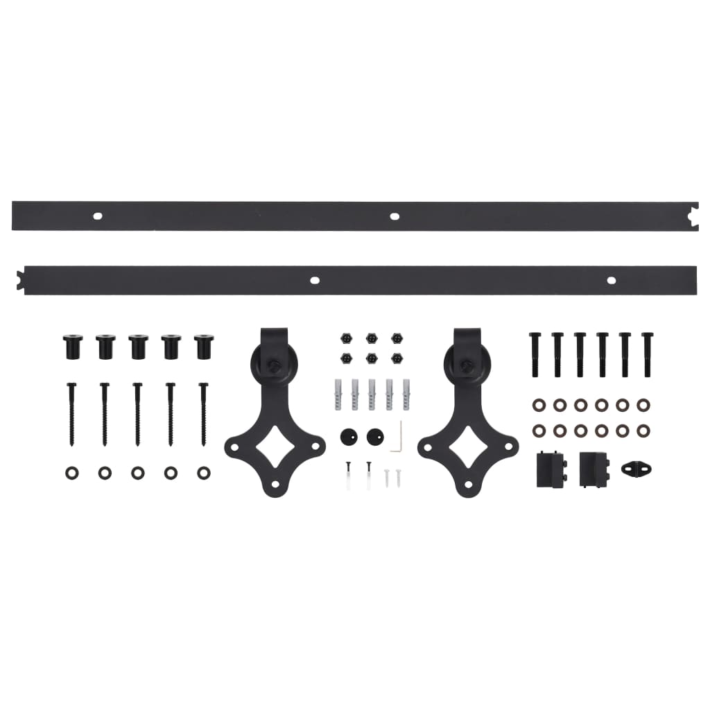 vidaXL Set feronerie pentru uși glisante SKIEN, negru, 200 cm, oțel vidaXL Set feronerie pentru uși glisante SKIEN, negru, 200 cm, oțel