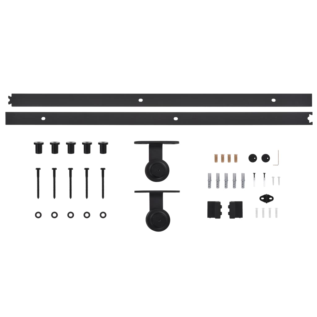 vidaXL Set feronerie pentru uși glisante SKIEN, negru, 183 cm, oțel vidaXL Set feronerie pentru uși glisante SKIEN, negru, 183 cm, oțel