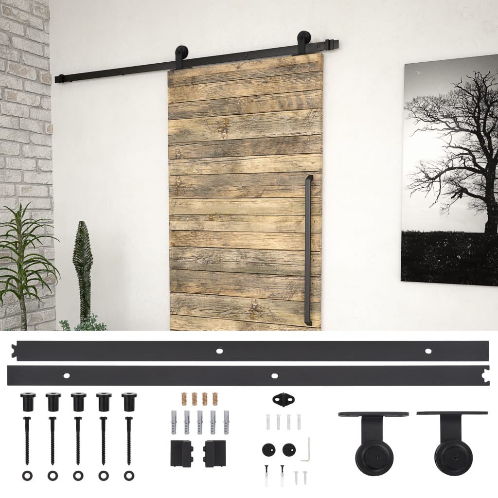 vidaXL Set feronerie pentru uși glisante SKIEN, negru, 183 cm, oțel vidaXL Set feronerie pentru uși glisante SKIEN, negru, 183 cm, oțel