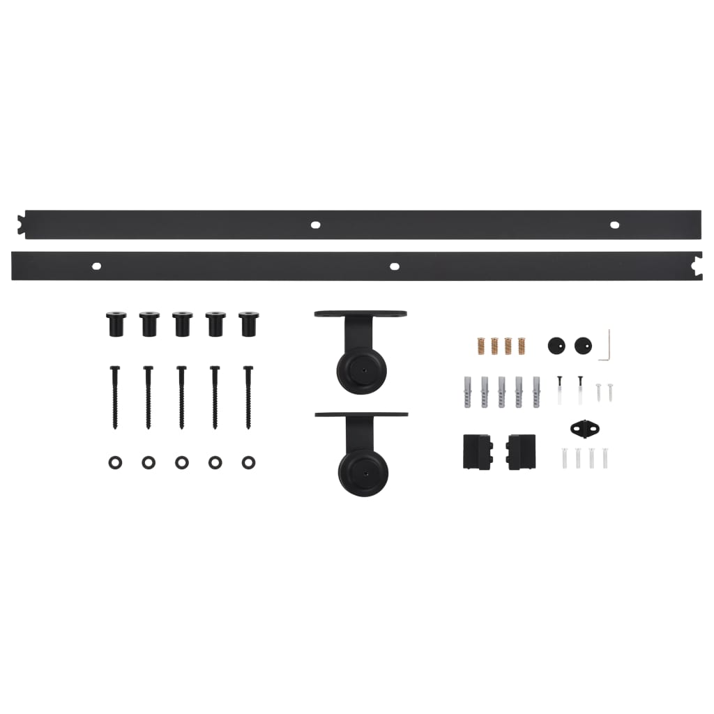 vidaXL Set feronerie pentru uși glisante SKIEN, negru, 200 cm, oțel vidaXL Set feronerie pentru uși glisante SKIEN, negru, 200 cm, oțel