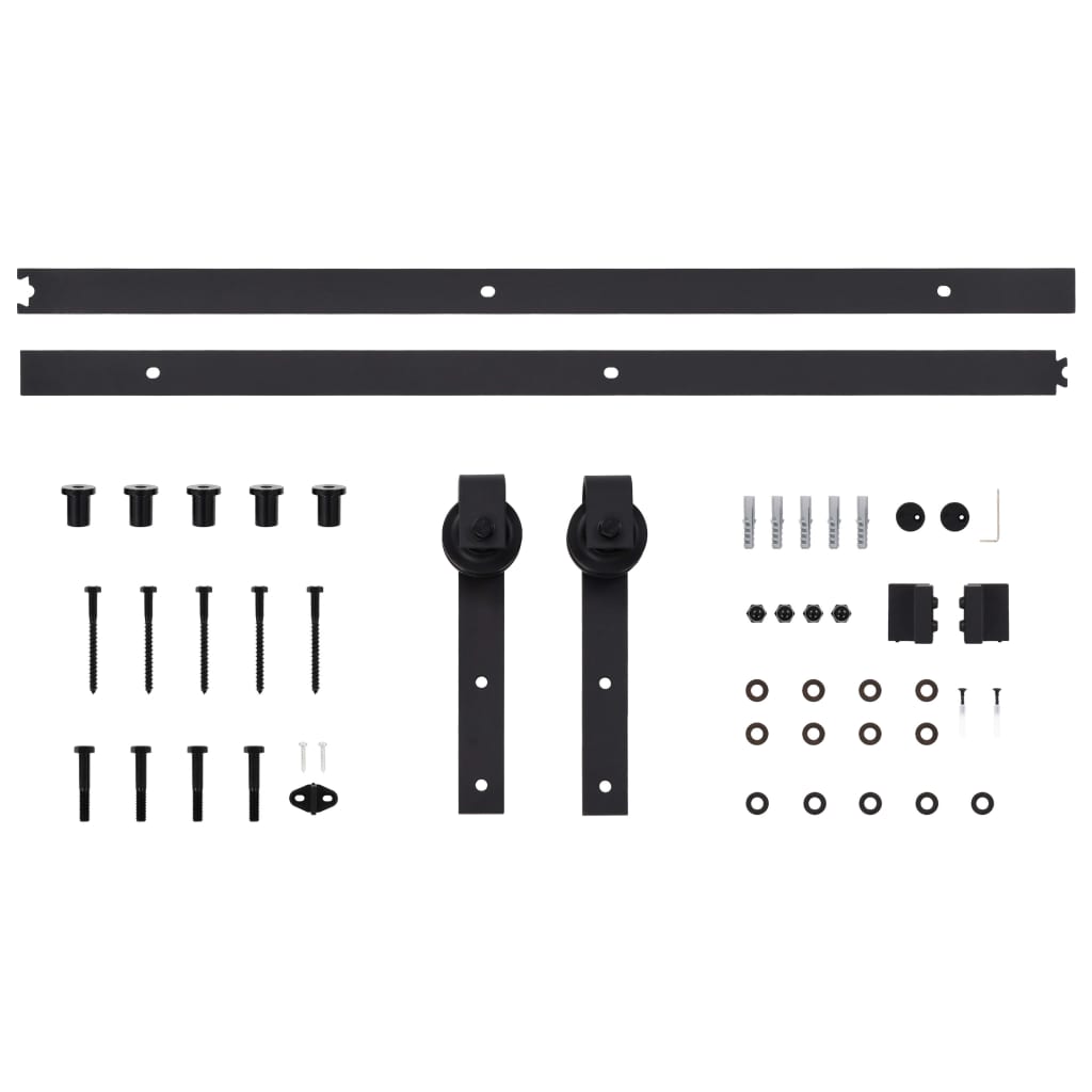 vidaXL Set feronerie pentru uși glisante SKIEN, negru, 183 cm, oțel vidaXL Set feronerie pentru uși glisante SKIEN, negru, 183 cm, oțel
