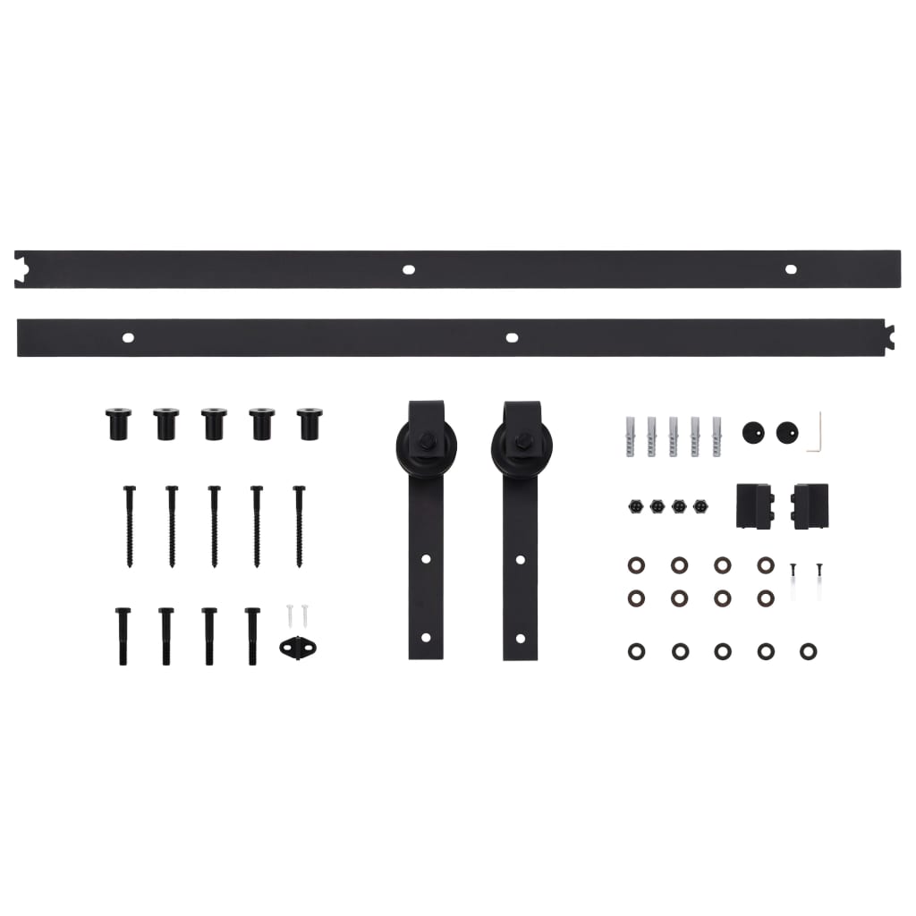 vidaXL Set feronerie pentru uși glisante SKIEN, negru, 200 cm, oțel vidaXL Set feronerie pentru uși glisante SKIEN, negru, 200 cm, oțel