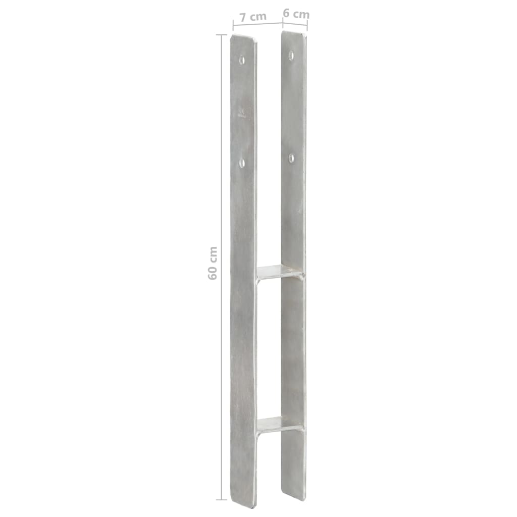vidaXL Ancore de gard, 6 buc., argintiu, 7x6x60 cm, oțel galvanizat