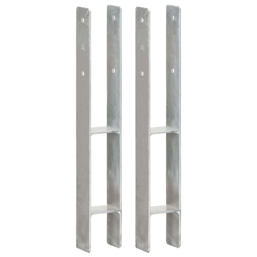 vidaXL Ancore de gard, 2 buc., argintiu, 8x6x60 cm, oțel galvanizat vidaXL Ancore de gard, 2 buc., argintiu, 8x6x60 cm, oțel galvanizat