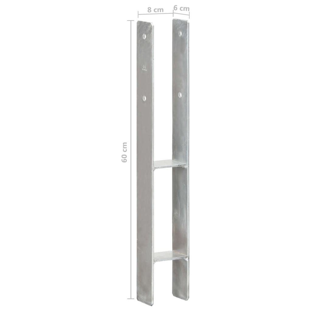 vidaXL Ancore de gard, 6 buc., argintiu, 8x6x60 cm, oțel galvanizat vidaXL Ancore de gard, 6 buc., argintiu, 8x6x60 cm, oțel galvanizat