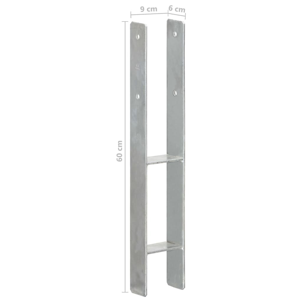 vidaXL Ancore de gard, 6 buc., argintiu, 9x6x60 cm, oțel galvanizat vidaXL Ancore de gard, 6 buc., argintiu, 9x6x60 cm, oțel galvanizat