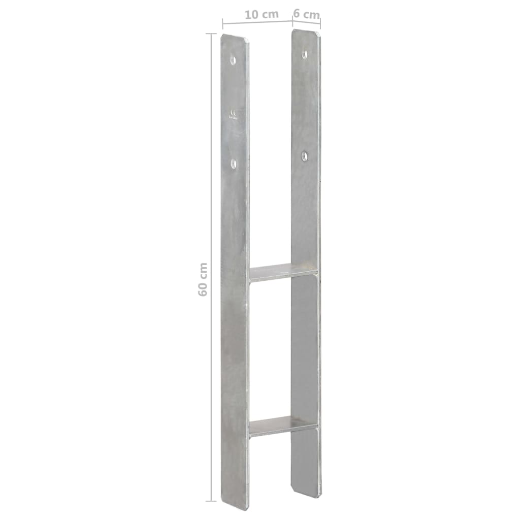 vidaXL Ancore de gard, 6 buc., argintiu, 10x6x60 cm, oțel galvanizat vidaXL Ancore de gard, 6 buc., argintiu, 10x6x60 cm, oțel galvanizat