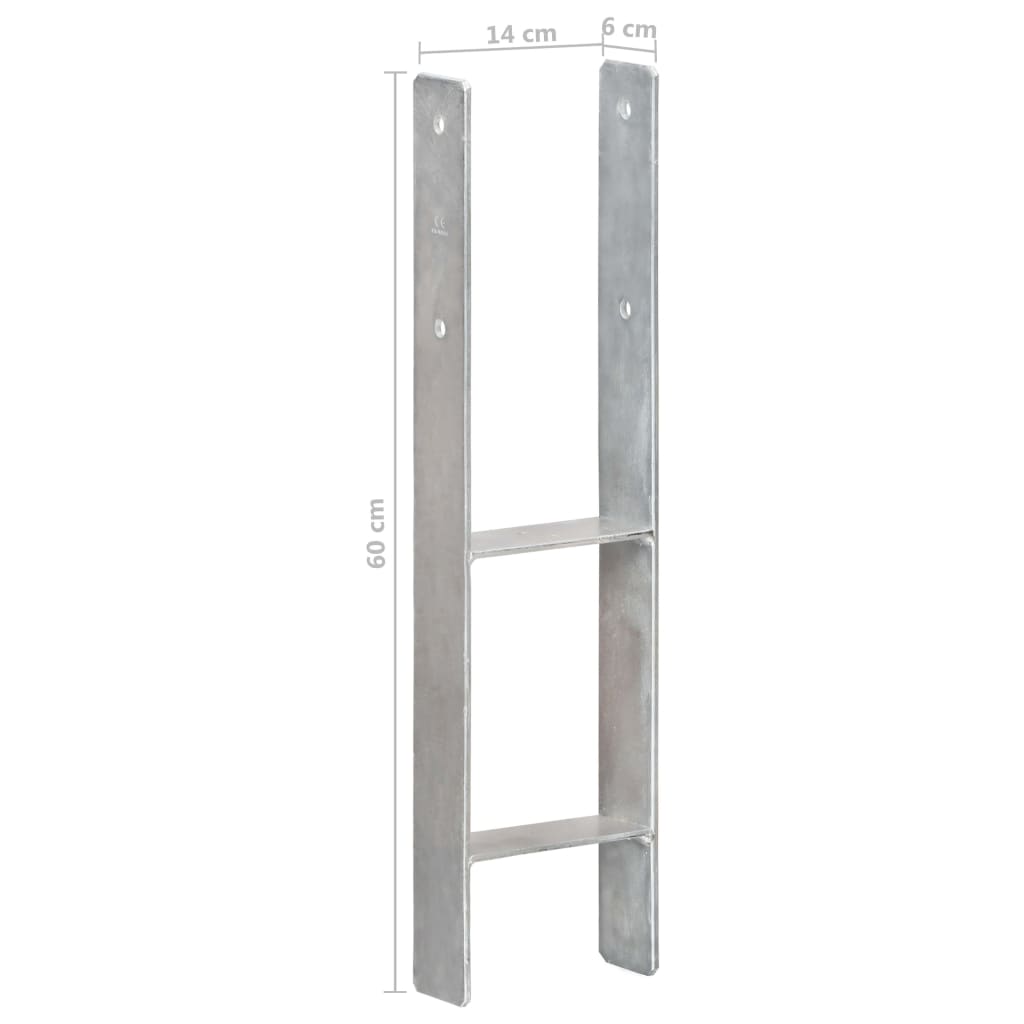 vidaXL Ancore de gard, 6 buc., argintiu, 14x6x60 cm, oțel galvanizat vidaXL Ancore de gard, 6 buc., argintiu, 14x6x60 cm, oțel galvanizat