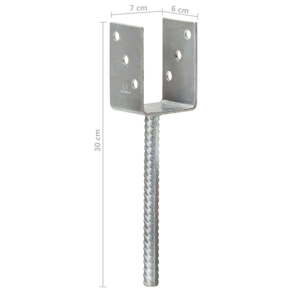 vidaXL Ancore de gard, 6 buc., argintiu, 7x6x30 cm, oțel galvanizat vidaXL Ancore de gard, 6 buc., argintiu, 7x6x30 cm, oțel galvanizat