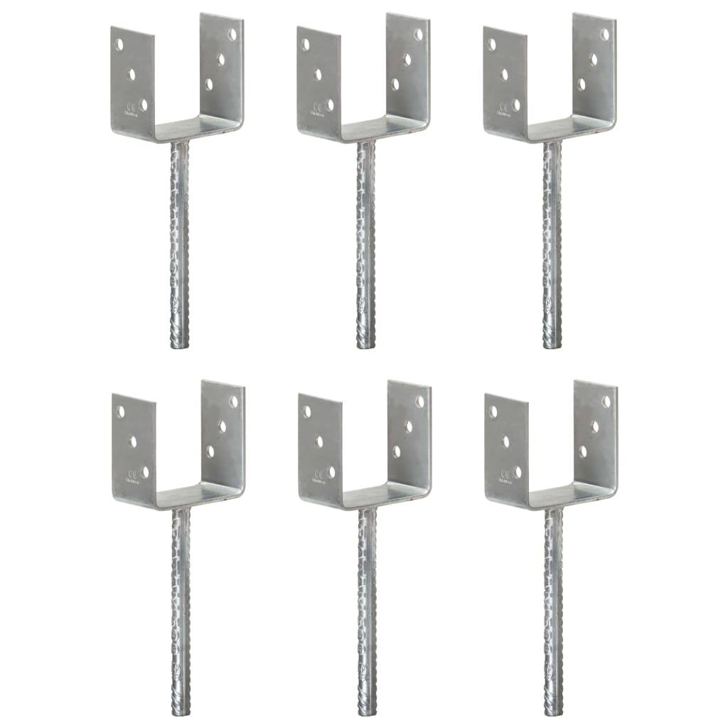 vidaXL Ancore de gard, 6 buc., argintiu, 10x6x30 cm, oțel galvanizat
