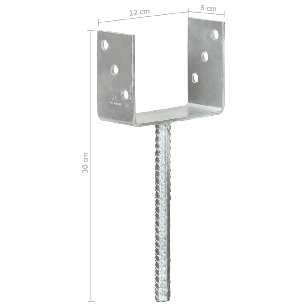 vidaXL Ancore de gard, 6 buc., argintiu, 12x6x30 cm, oțel galvanizat vidaXL Ancore de gard, 6 buc., argintiu, 12x6x30 cm, oțel galvanizat