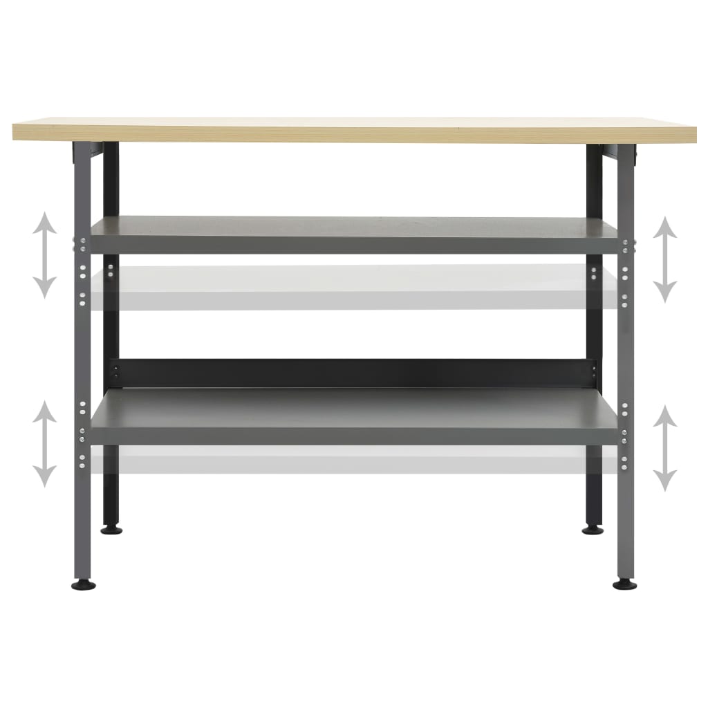 vidaXL Banc de lucru, gri, 120 x 60 x 85 cm, oțel vidaXL Banc de lucru, gri, 120 x 60 x 85 cm, oțel
