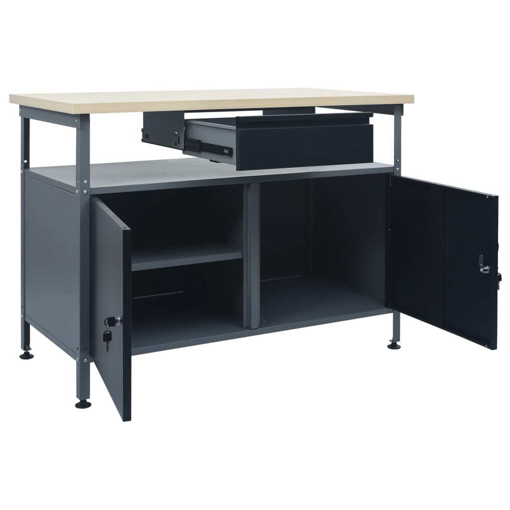 vidaXL Banc de lucru, negru, 120 x 60 x 85 cm, oțel vidaXL Banc de lucru, negru, 120 x 60 x 85 cm, oțel