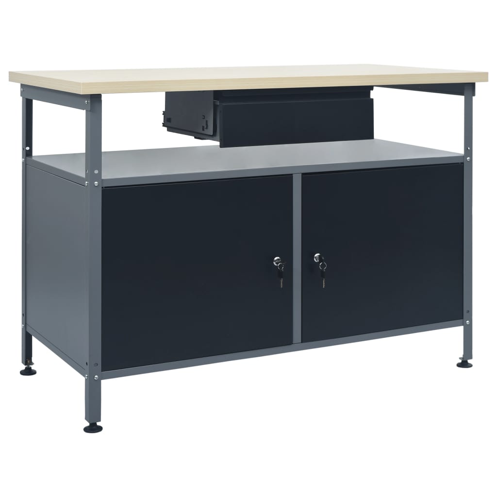 vidaXL Banc de lucru, negru, 120 x 60 x 85 cm, oțel vidaXL Banc de lucru, negru, 120 x 60 x 85 cm, oțel