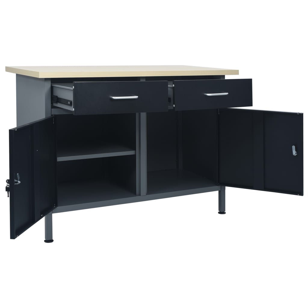 vidaXL Banc de lucru, negru, 120 x 60 x 85 cm, oțel vidaXL Banc de lucru, negru, 120 x 60 x 85 cm, oțel