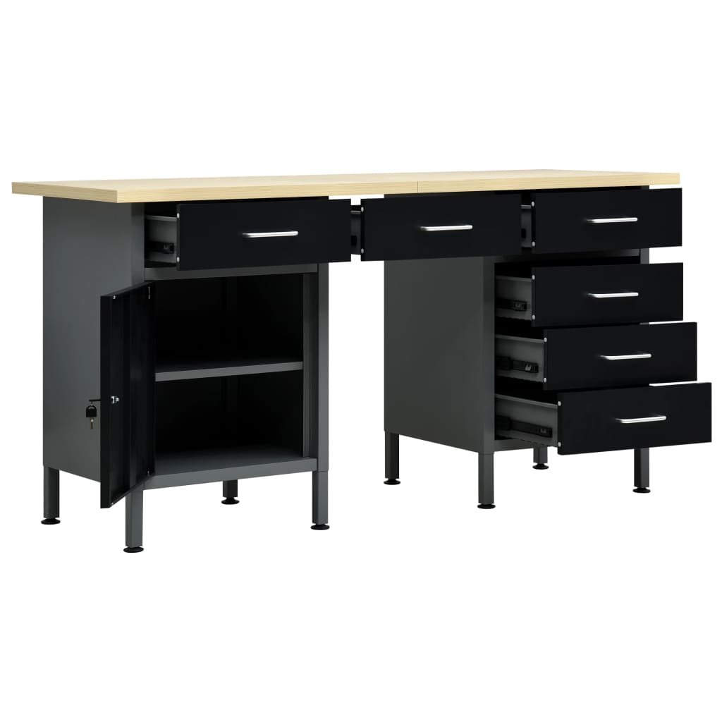 vidaXL Banc de lucru, negru, 160 x 60 x 85 cm, oțel vidaXL Banc de lucru, negru, 160 x 60 x 85 cm, oțel