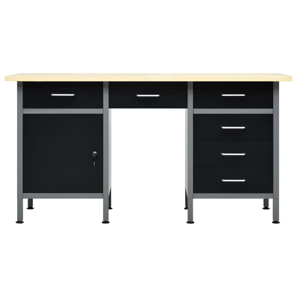vidaXL Banc de lucru, negru, 160 x 60 x 85 cm, oțel vidaXL Banc de lucru, negru, 160 x 60 x 85 cm, oțel