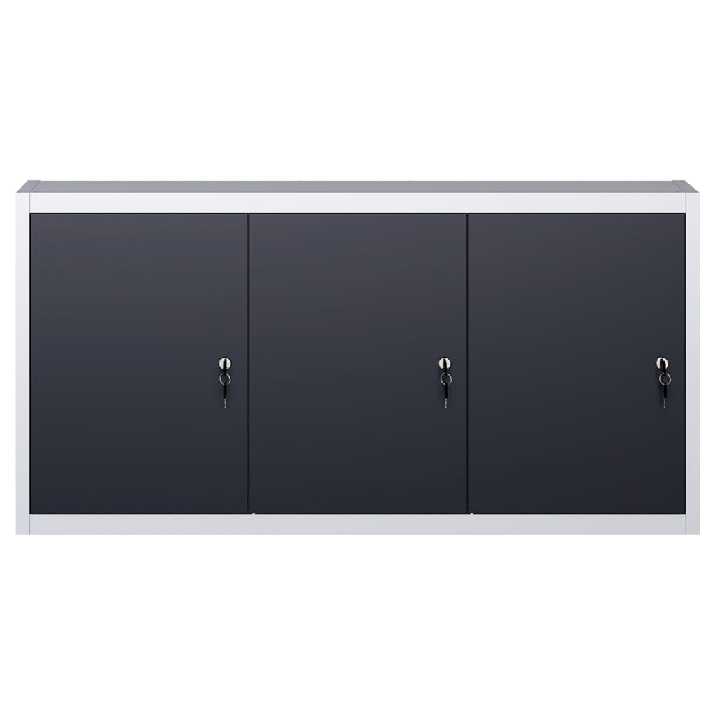 vidaXL Dulap de scule de perete, gri & negru, metal, stil industrial