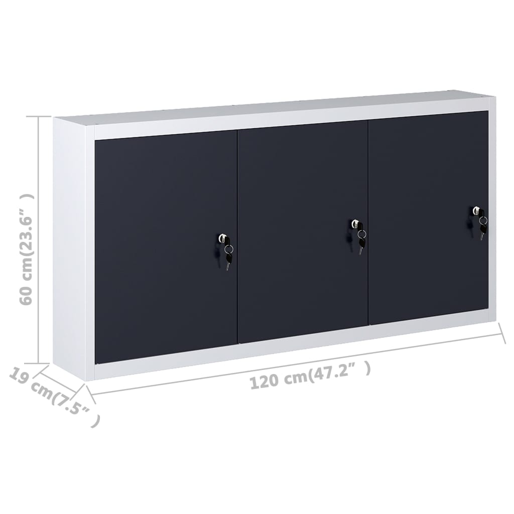 vidaXL Dulap de scule de perete, gri & negru, metal, stil industrial
