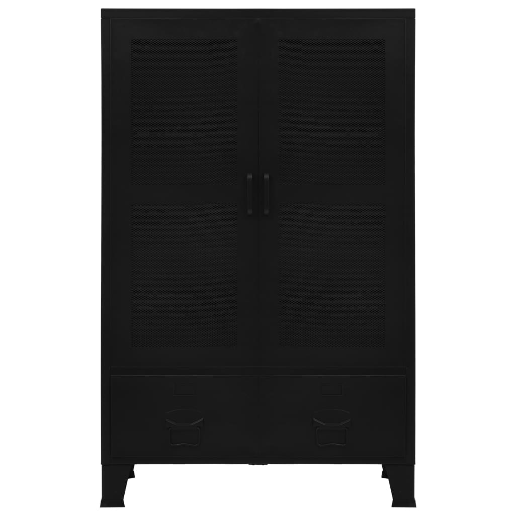 vidaXL Dulap birou cu uși de plasă negru 75x40x120 cm oțel industrial vidaXL Dulap birou cu uși de plasă negru 75x40x120 cm oțel industrial