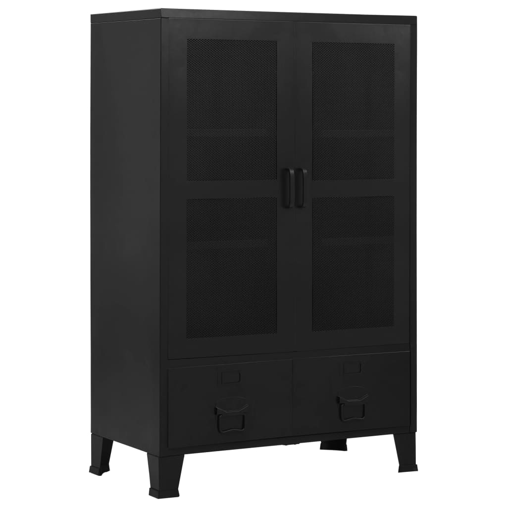 vidaXL Dulap birou cu uși de plasă negru 75x40x120 cm oțel industrial vidaXL Dulap birou cu uși de plasă negru 75x40x120 cm oțel industrial