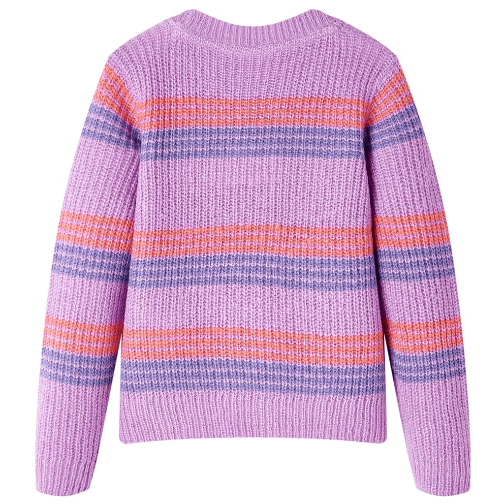 Pulover pentru copii tricotat, dungi liliac și roz, 128