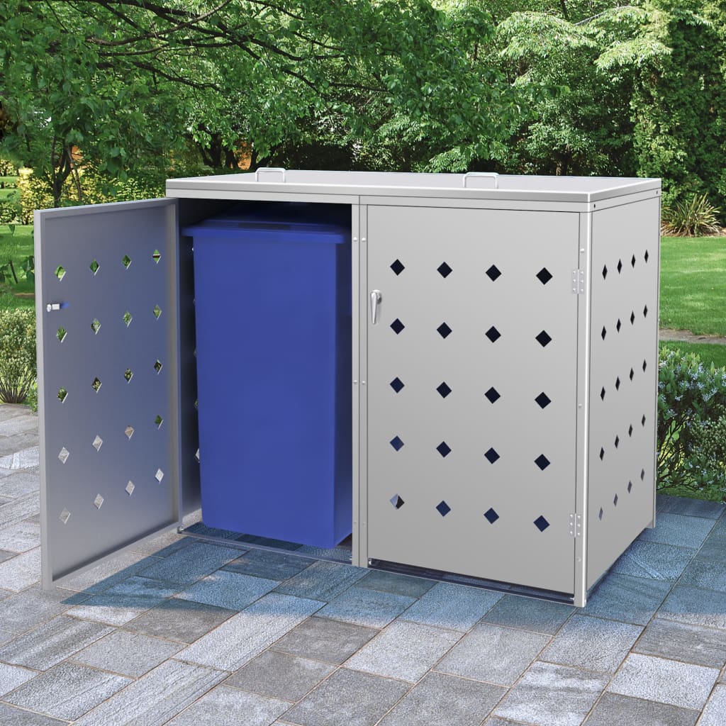 vidaXL Magazie pentru două pubele, oțel inoxidabil, 240 L vidaXL Magazie pentru două pubele, oțel inoxidabil, 240 L