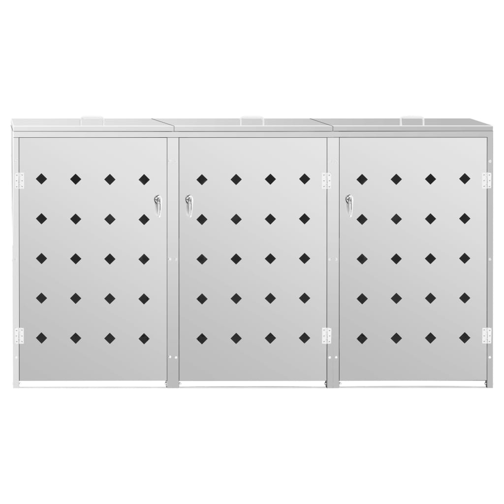 vidaXL Magazie pentru trei pubele, oțel inoxidabil, 240 L vidaXL Magazie pentru trei pubele, oțel inoxidabil, 240 L