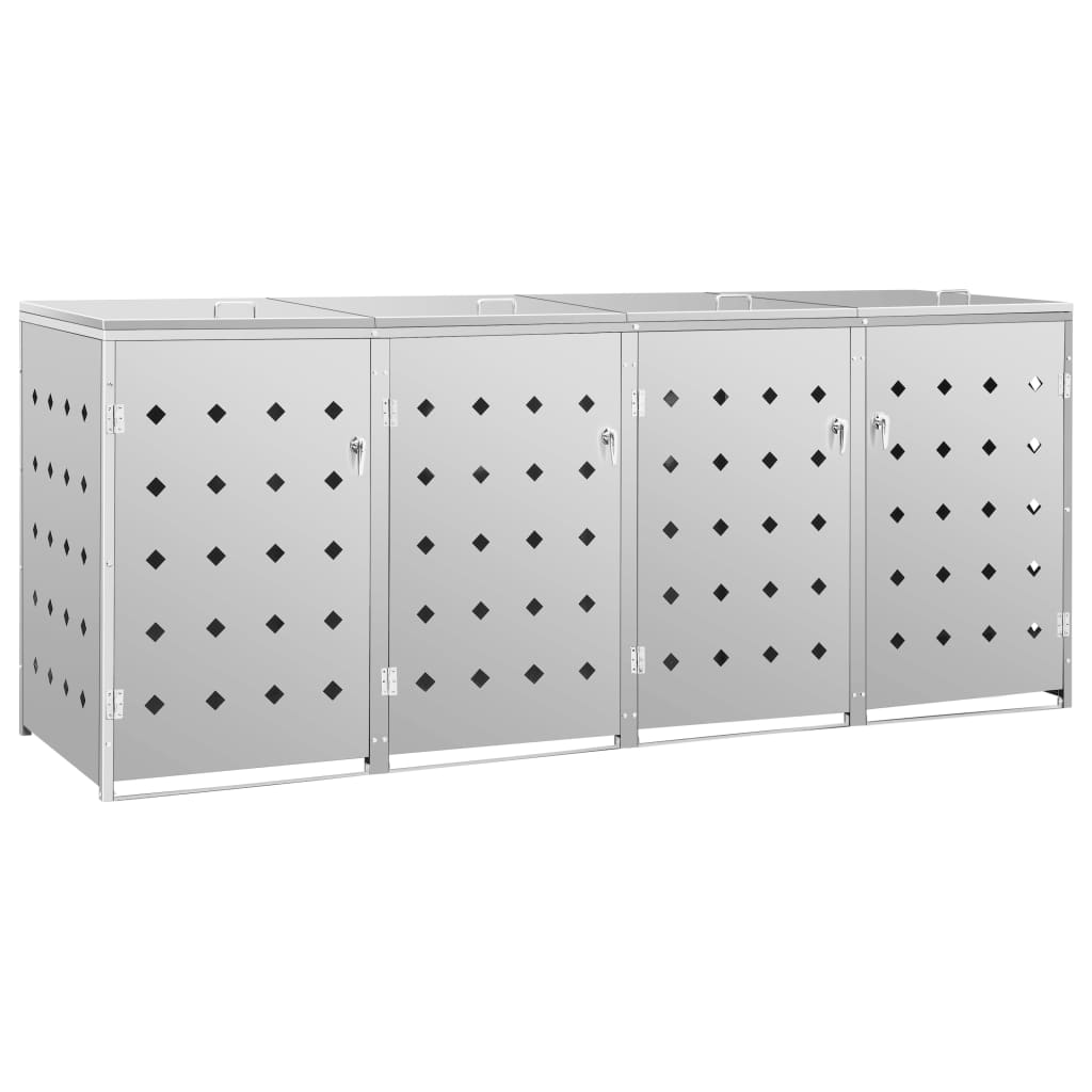 vidaXL Magazie pentru patru pubele, oțel inoxidabil, 240 L vidaXL Magazie pentru patru pubele, oțel inoxidabil, 240 L