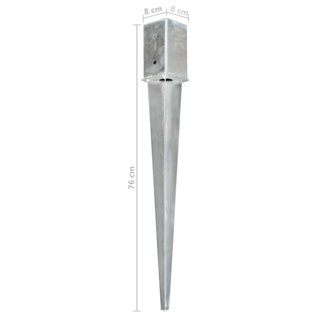 vidaXL Țăruși de sol, 12 buc., argintiu, 8x8x76 cm, oțel galvanizat vidaXL Țăruși de sol, 12 buc., argintiu, 8x8x76 cm, oțel galvanizat