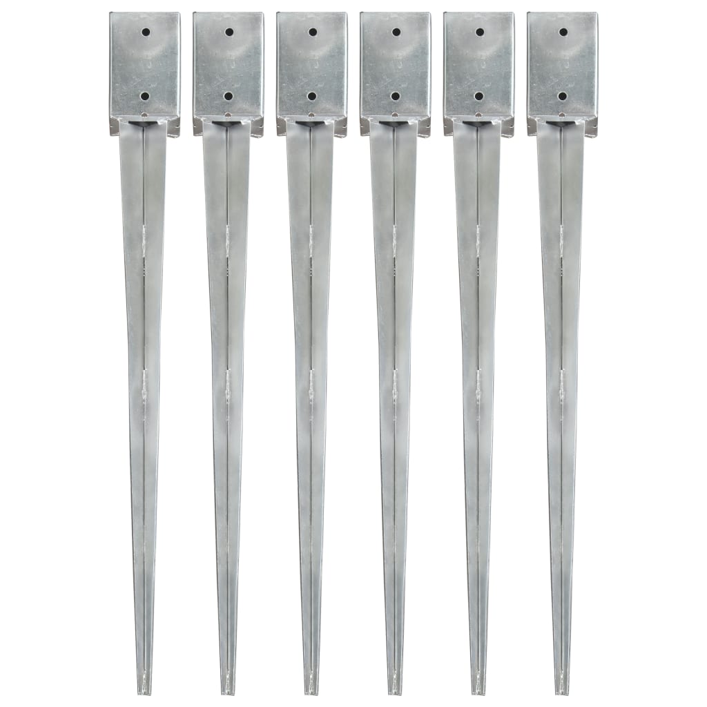 vidaXL Țăruși de sol, 6 buc., argintiu, 9x9x90 cm, oțel galvanizat vidaXL Țăruși de sol, 6 buc., argintiu, 9x9x90 cm, oțel galvanizat