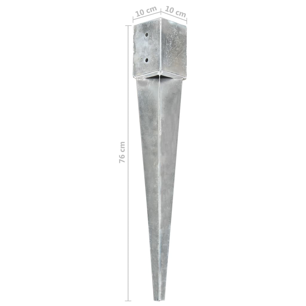 vidaXL Țăruși de sol, 6 buc., argintiu, 10x10x76 cm, oțel galvanizat vidaXL Țăruși de sol, 6 buc., argintiu, 10x10x76 cm, oțel galvanizat