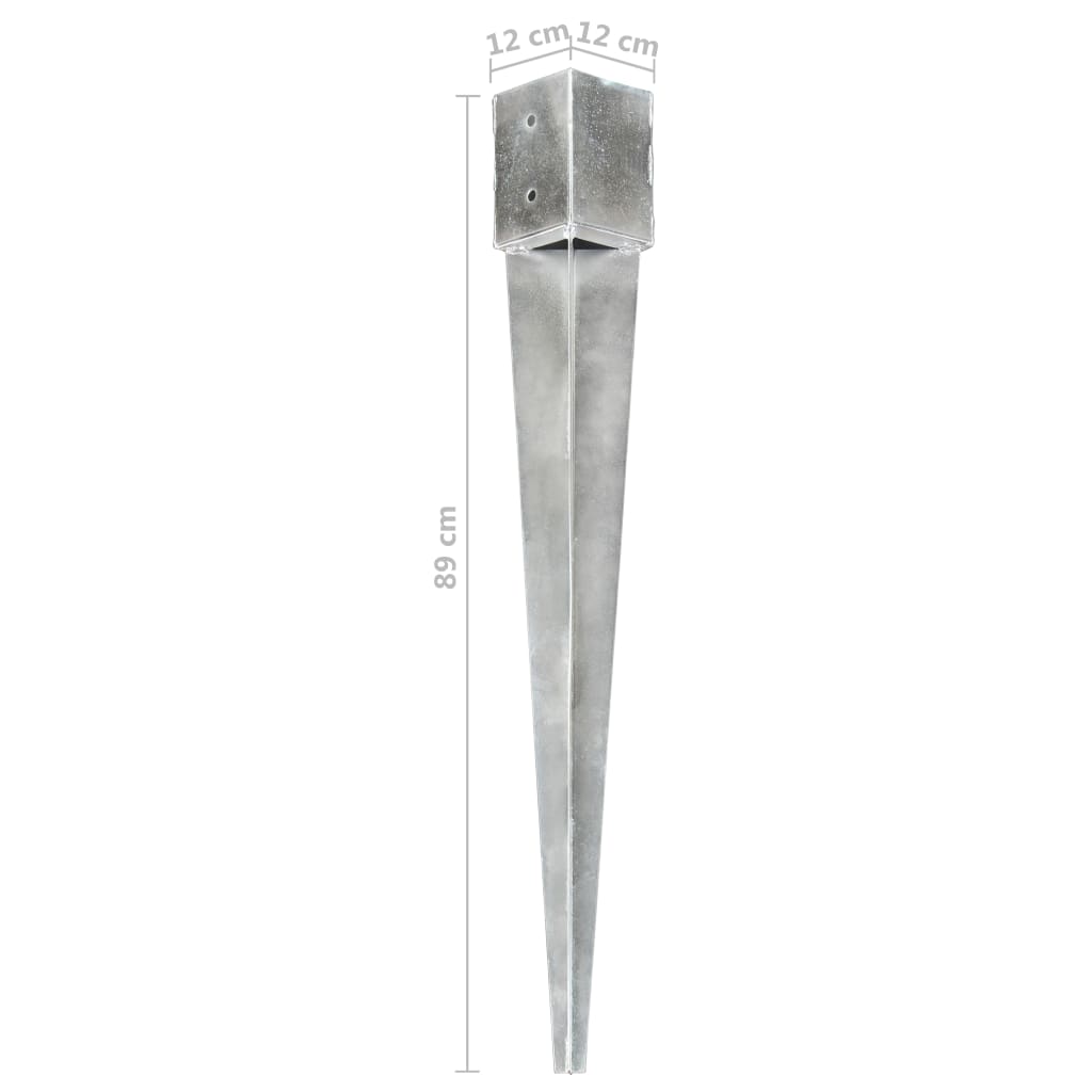 vidaXL Țăruși de sol, 6 buc., argintiu, 12x12x89 cm, oțel galvanizat vidaXL Țăruși de sol, 6 buc., argintiu, 12x12x89 cm, oțel galvanizat