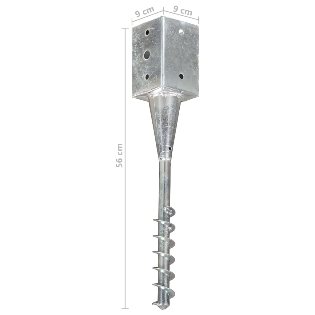 vidaXL Țăruși de sol, 6 buc., argintiu, 9x9x56 cm, oțel galvanizat vidaXL Țăruși de sol, 6 buc., argintiu, 9x9x56 cm, oțel galvanizat