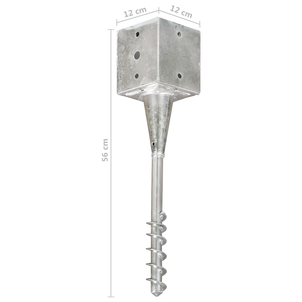 vidaXL Țăruși de sol, 6 buc., argintiu, 12x12x56 cm, oțel galvanizat vidaXL Țăruși de sol, 6 buc., argintiu, 12x12x56 cm, oțel galvanizat