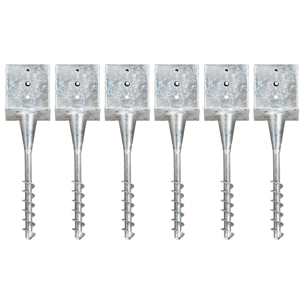 vidaXL Țăruși de sol, 6 buc., argintiu, 14x14x58 cm, oțel galvanizat