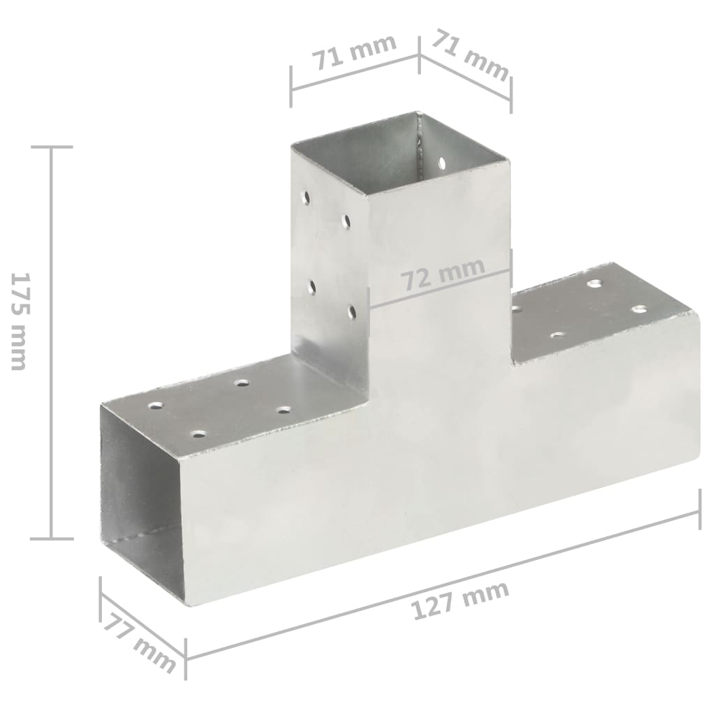 vidaXL Conector de grindă, formă T, 71 x 71 mm, metal galvanizat vidaXL Conector de grindă, formă T, 71 x 71 mm, metal galvanizat