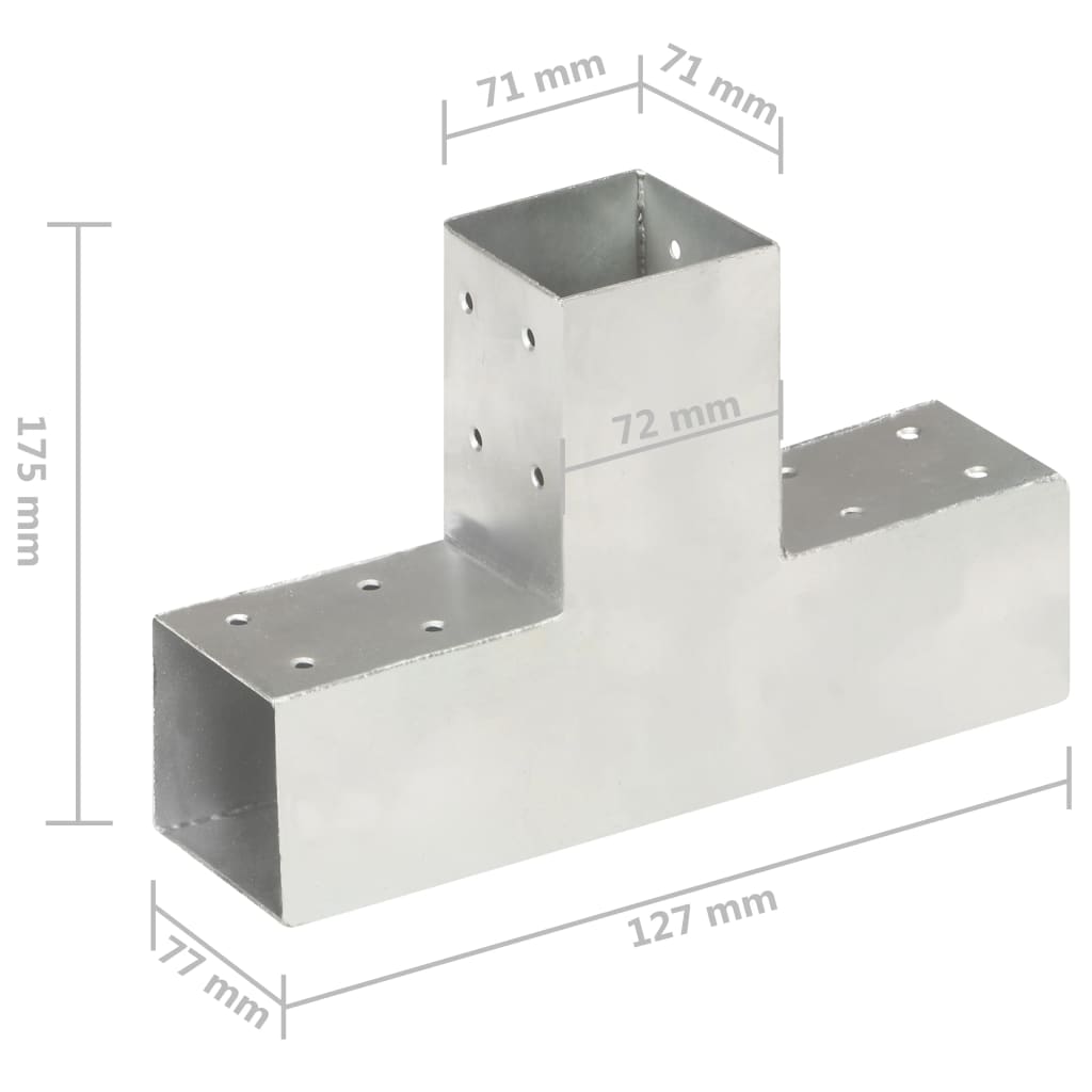 vidaXL Conectori de grindă, formă T, 4 buc, 71x71 mm, metal galvanizat