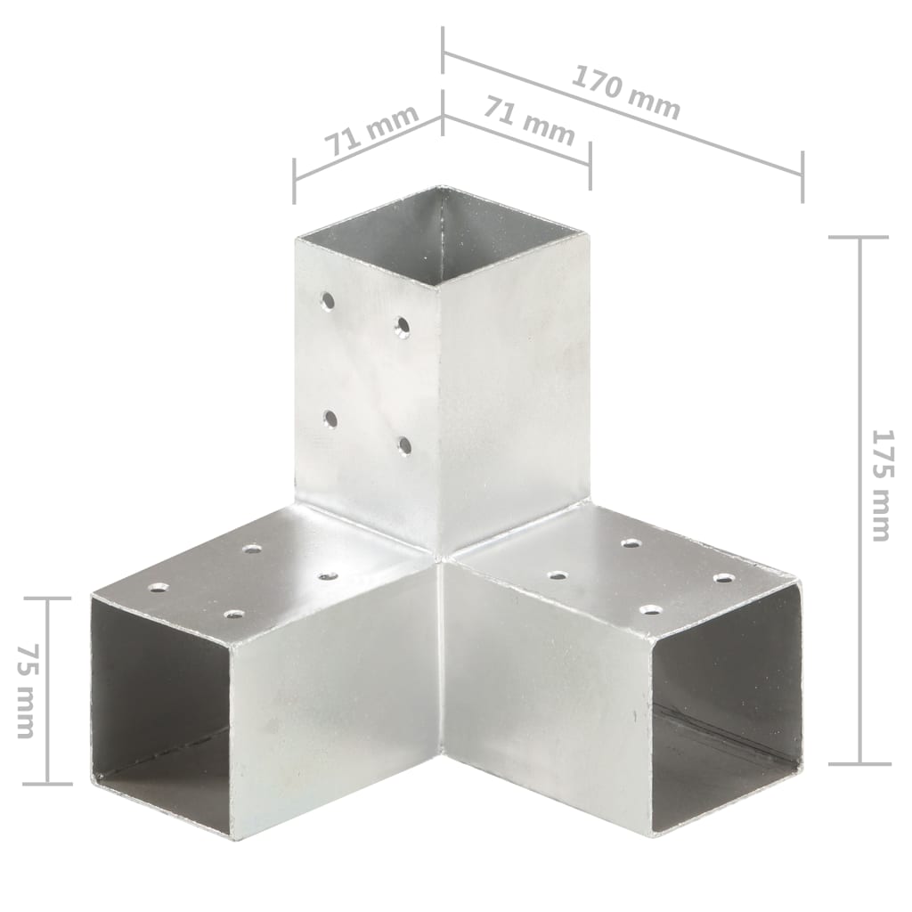 vidaXL Conectori de grindă, formă Y, 4 buc, 71x71 mm, metal galvanizat vidaXL Conectori de grindă, formă Y, 4 buc, 71x71 mm, metal galvanizat