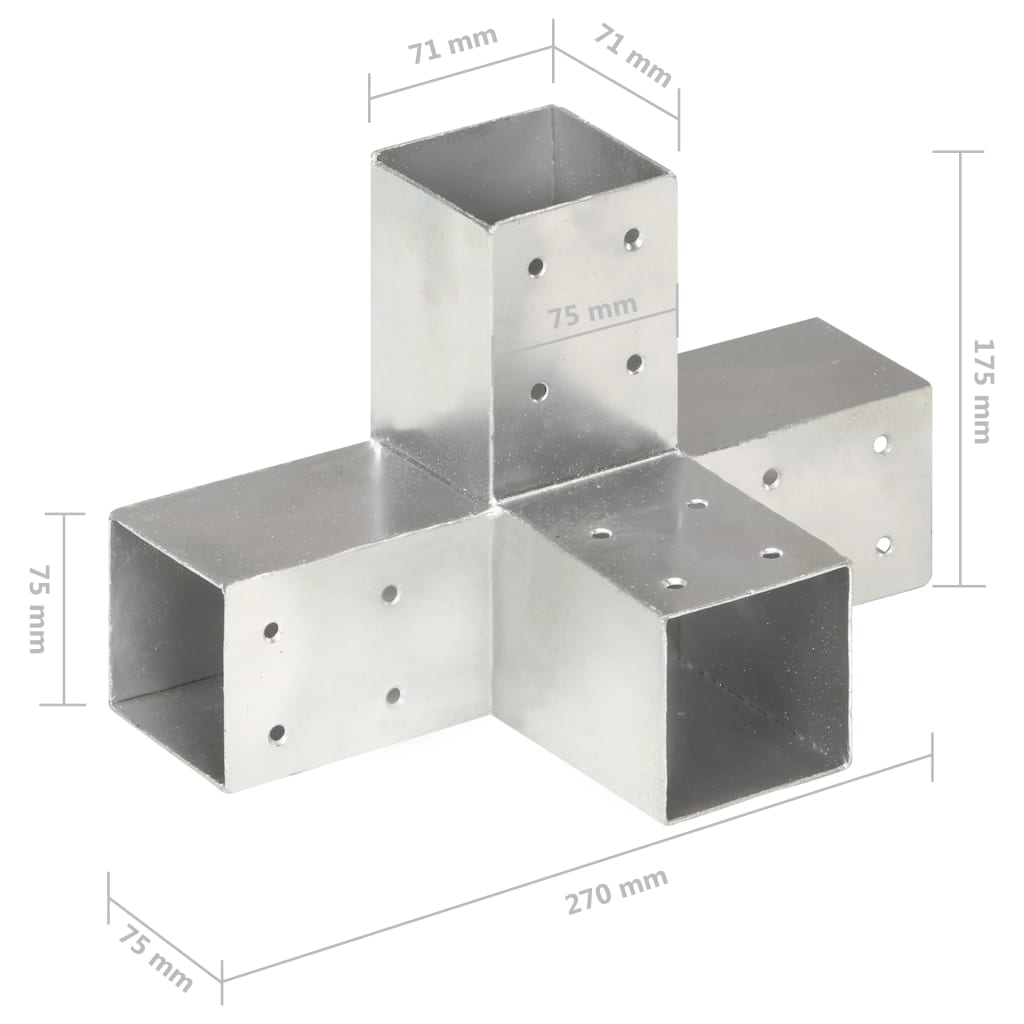 vidaXL Conector de grindă, formă X, 71 x 71 mm, metal galvanizat vidaXL Conector de grindă, formă X, 71 x 71 mm, metal galvanizat