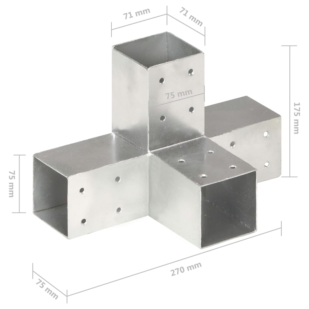 vidaXL Conectori de grindă, formă X, 4 buc, 71x71 mm, metal galvanizat vidaXL Conectori de grindă, formă X, 4 buc, 71x71 mm, metal galvanizat