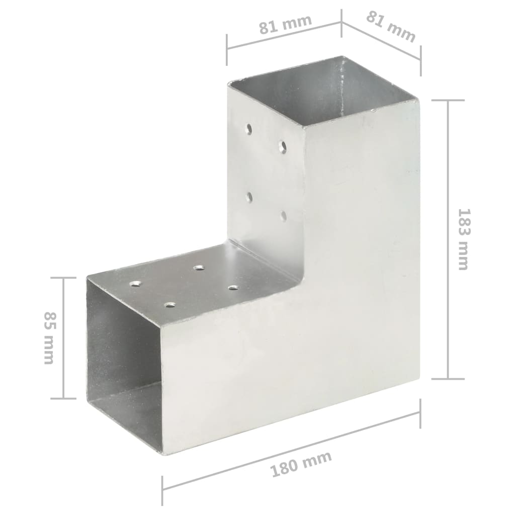 vidaXL Conectori de grindă, formă L, 4 buc, 81x81 mm, metal galvanizat vidaXL Conectori de grindă, formă L, 4 buc, 81x81 mm, metal galvanizat