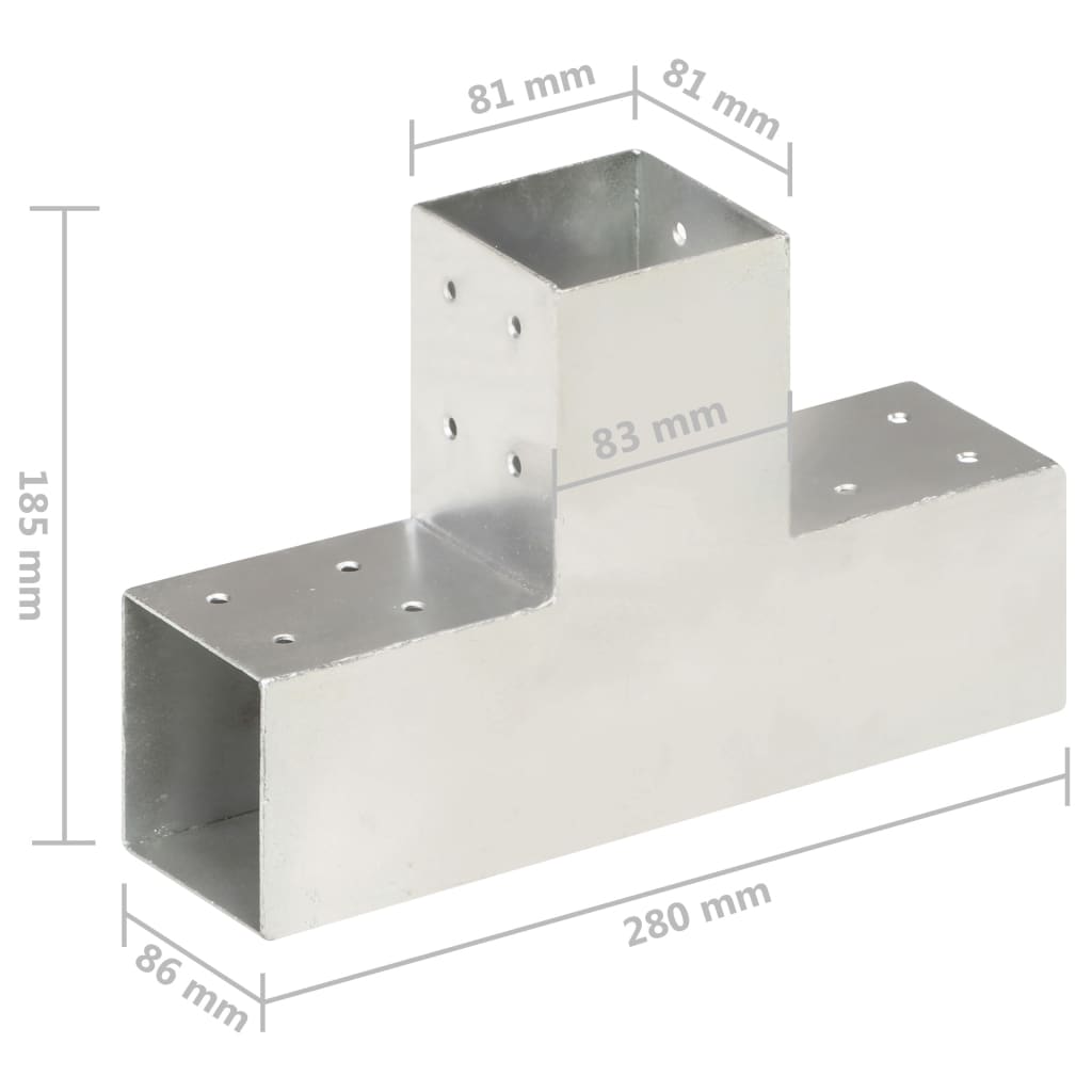 vidaXL Conectori de grindă, formă T, 4 buc, 81x81 mm, metal galvanizat vidaXL Conectori de grindă, formă T, 4 buc, 81x81 mm, metal galvanizat