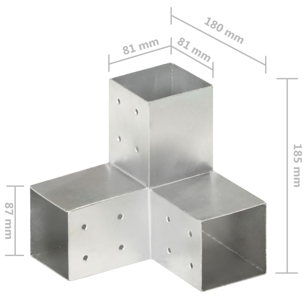 vidaXL Conectori de grindă, formă Y, 4 buc, 81x81 mm, metal galvanizat vidaXL Conectori de grindă, formă Y, 4 buc, 81x81 mm, metal galvanizat