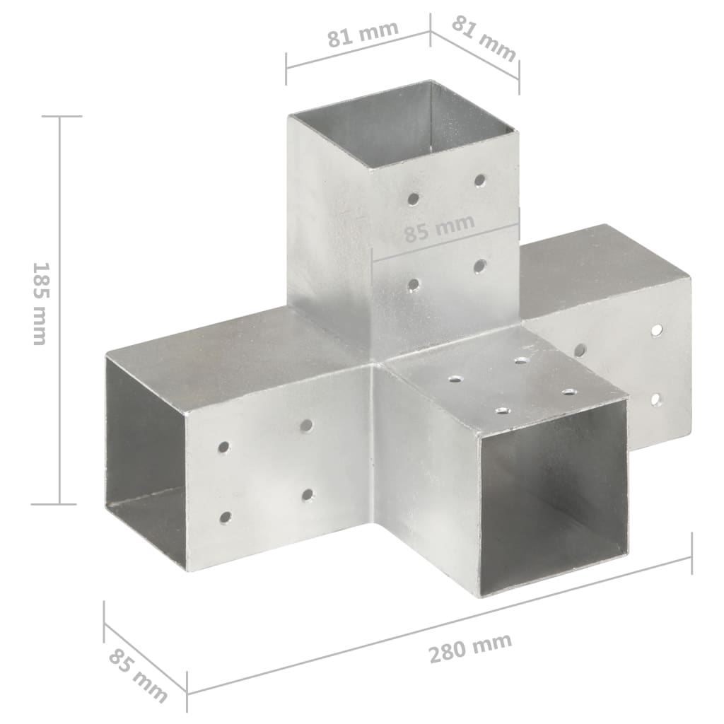 vidaXL Conector de grindă, formă X, 81 x 81 mm, metal galvanizat vidaXL Conector de grindă, formă X, 81 x 81 mm, metal galvanizat